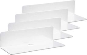 img 4 attached to 📚 IEEK 9 Inch Acrylic Floating Shelves Set of 4 - Small Wall Display Shelf (White)