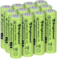 long-lasting and powerful pre charged nimh rechargeable aa batteries - ideal for 🔋 solar lights, string lights, tv remotes, wireless mouses, radio, flashlight - 12 pack (aa-1300mah) logo