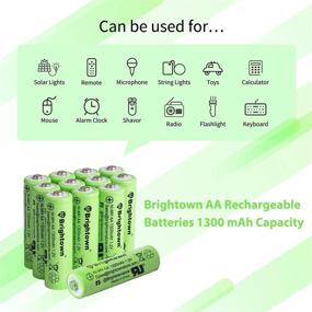 img 1 attached to Long-lasting and Powerful Pre Charged NiMH Rechargeable AA Batteries - Ideal for 🔋 Solar Lights, String Lights, TV Remotes, Wireless Mouses, Radio, Flashlight - 12 Pack (AA-1300mAh)