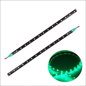 img 4 attached to 🚗 2pcs 12inch (30cm) 5050 15SMD LED Strip Light for Car Motor Bike Boat Decoration, LED Interior Exterior Lights Strip Flexible Waterproof 12V (Green)