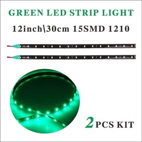 img 3 attached to 🚗 2pcs 12inch (30cm) 5050 15SMD LED Strip Light for Car Motor Bike Boat Decoration, LED Interior Exterior Lights Strip Flexible Waterproof 12V (Green)