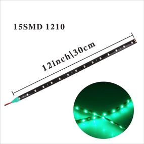 img 2 attached to 🚗 2pcs 12inch (30cm) 5050 15SMD LED Strip Light for Car Motor Bike Boat Decoration, LED Interior Exterior Lights Strip Flexible Waterproof 12V (Green)