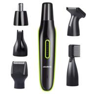 👃 rechargeable nose hair trimmer 5 in 1 - electric ear hair, beard, sideburn trimmer for men and women with precision detailer stainless steel blade and anti-pinch technology (black) logo