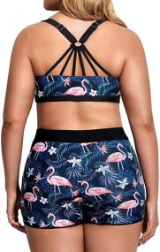 img 1 attached to 👙 Plus Size Women's Tankini Swimsuits: 3 Piece Set with Athletic Bathing Suits, Boy Shorts & Tank Top with Sports Bra