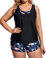 👙 plus size women's tankini swimsuits: 3 piece set with athletic bathing suits, boy shorts & tank top with sports bra logo