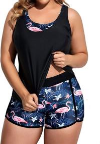 img 3 attached to 👙 Plus Size Women's Tankini Swimsuits: 3 Piece Set with Athletic Bathing Suits, Boy Shorts & Tank Top with Sports Bra