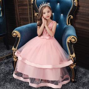 img 1 attached to 👸 IBTOM CASTLE Girls Long Communion Princess Dresses: Perfect for Flower Pageants, Weddings, and Formal Occasions