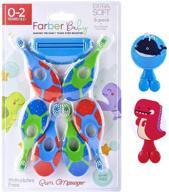 🦷 farber baby toddler toothbrushes set - soft bristle infant toothbrush 6 pack with easy grip handle, suction cup holders, and toothpaste squeezer (blue) logo