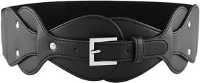 img 4 attached to 👗 CHIC DIARY Women's Fashion Wide Belt: Stylish Pu Leather and Elastic Stretch for an Adjustable Cinched Waist with Chunky Buckle Waistband