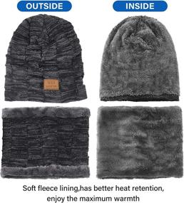 img 1 attached to 🧣 LCZTN Men's Winter Beanie Hat Scarf Set - Warm Fleece-Lined Knit Ski Hats, Slouchy Skull Cap for Unisex - Perfect Gift for Fashionable Winter