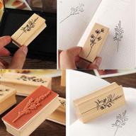 premium 8-piece wood mounted rubber stamps: decorative plant & flower designs for diy crafts, letters diary, and scrapbooking logo