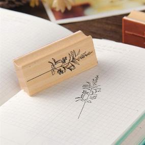 img 2 attached to Premium 8-Piece Wood Mounted Rubber Stamps: Decorative Plant & Flower Designs for DIY Crafts, Letters Diary, and Scrapbooking