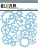 🔍 clear scraps cssm6-grs plastic film stencil, translucent gears, 6" x 6 logo