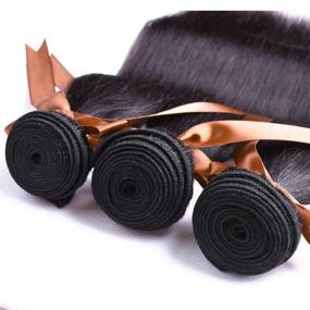 img 2 attached to 🔥 ALLRUN Brazilian Straight Hair Bundles with Closure - 20 22 24 inch + 18 inch Closure - 100% Virgin Human Hair Extensions - Free Part Lace Closure - Natural Black Color