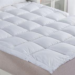 img 4 attached to 🛏️ 2 Inch Cooling Plush Pillow Top Mattress Topper – Twin Size, 400TC Cotton Bed Pad, Hotel Quality Down Alternative Topper