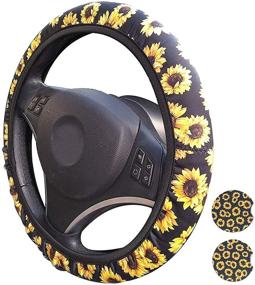 img 4 attached to Sunflower Steering Wheel Cover Coasters