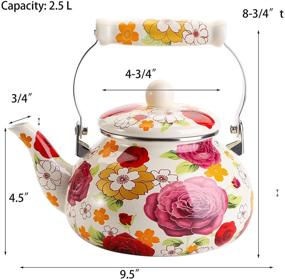 img 2 attached to 🌺 Large 2.6 Quart Vintage Enamel Tea Kettle - Beautiful Floral Enamel-Steel Teapot with Porcelain Handle for Stovetop