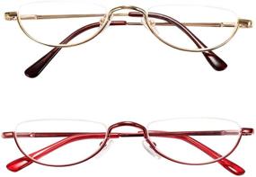 img 4 attached to 🕶️ Fuaisi Vintage Alloy Half Moon Classic Reading Glasses: Sleek Half Frame Slim Glasses for Men and Women