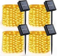 🌞 waterproof solar christmas lights outdoor - 4 pack of 33ft 100 led warm white solar fairy lights with copper wire, solar string lights with 8 modes for garden yard patio fence decoration логотип