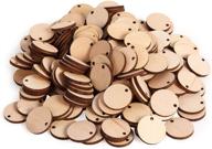 🪵 uveans wooden circles with hole: versatile natural wooden embellishments for crafts, gifts, and diy projects - pack of 96 round blank wooden signs with holes - 1 inch diameter wooden pendant discs logo