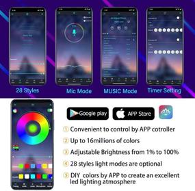 img 1 attached to 🚗 Светодиодная полоса для внутреннего салона автомобиля: мультицветная RGB-подсветка, реагирующая на звук, набор освещения атмосферы с управлением по Bluetooth приложению