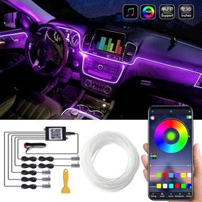 img 4 attached to 🚗 Светодиодная полоса для внутреннего салона автомобиля: мультицветная RGB-подсветка, реагирующая на звук, набор освещения атмосферы с управлением по Bluetooth приложению