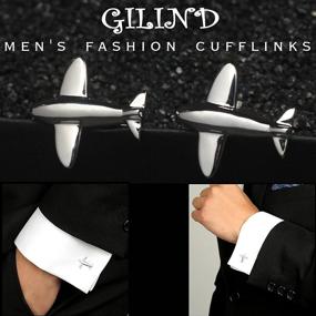 img 1 attached to Gilind Cufflinks Airplane Aircraft Business