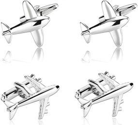 img 4 attached to Gilind Cufflinks Airplane Aircraft Business