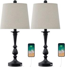 img 1 attached to Oneach USB Table Lamp Set Of 2 Modern Bedside Desk Lamps For Bedroom Living Room Office 22