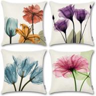 🌸 onway floral 18x18 throw pillow covers: pink flower decor for spring decor, set of 4 logo