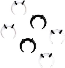 img 2 attached to 📿 Ruifan Set of 3 Acrylic C-Shape Pincher Tapers for Septum, Buffalo Taper Expander for Pierced Nose, Nipple, or Earring Ring with Black O-Rings. Available in Sizes 14G-4G