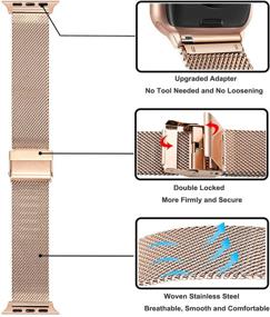 img 2 attached to 🌹 TRUMiRR Перламутрово-розовый ремешок: Сетчатый плетеный стальной браслет для часов Apple Watch Series 6/SE 38 мм 40 мм для женщин - Женский ремешок для запястья, замена для iWatch SE Series 6 5 4 3 2 1 38 мм 40 мм