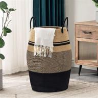 🧺 youdenova 105l extra large woven laundry hamper basket with durable cotton rope handles for clothing and toys in bedroom, nursery room, bathroom, foldable, brown logo