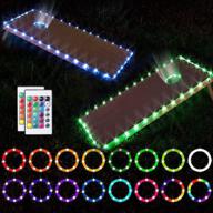 🌽 zezhou led cornhole lights set - remote control board edge and hole ring lights for outdoor bean bag toss - rgb 16 color change, waterproof, 2 set логотип