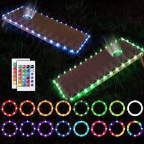 img 4 attached to 🌽 ZEZHOU LED Cornhole Lights Set - Remote Control Board Edge and Hole Ring Lights for Outdoor Bean Bag Toss - RGB 16 Color Change, Waterproof, 2 Set