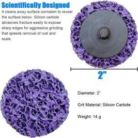 img 3 attached to 🎨 10 Pieces of 2-Inch Purple Extra Coarse Stripper Brush for Paint and Rust Removal, Quick Change Discs for Metal, Wood, and Fiberglass