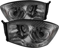 spyder 5010025 dodge ram 1500 06-08 / ram 2500/3500 06-09 projector headlights - led halo - led (replaceable leds) - smoke - high h1 (included) - low h1 (included) logo