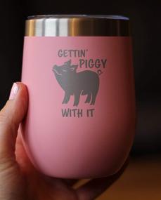 img 2 attached to Gettin' Piggy Wine Tumbler: Stainless Steel Insulated Mug 🐷 with Sliding Lid - Cute Pig Decor Gift in Pink