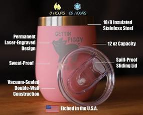 img 1 attached to Gettin' Piggy Wine Tumbler: Stainless Steel Insulated Mug 🐷 with Sliding Lid - Cute Pig Decor Gift in Pink