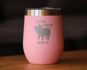 img 3 attached to Gettin' Piggy Wine Tumbler: Stainless Steel Insulated Mug 🐷 with Sliding Lid - Cute Pig Decor Gift in Pink