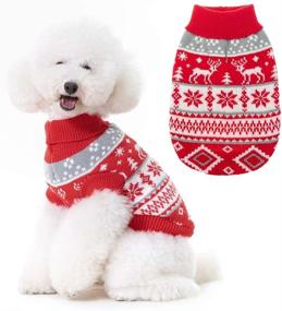 img 4 attached to 🐶 BINGPET Christmas Snowflake Turtleneck Dog Sweater - Adorable Pet Knitwear for Cold Weather – Ideal Outfit for Cats & Dogs