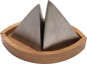 img 1 attached to ⛵ Creative Co-Op Aluminum Boat Shaped Salt & Pepper Shakers: Stylish Teak Base Included