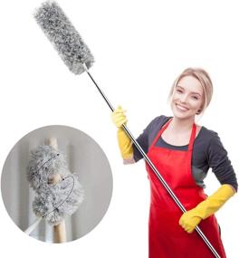 img 4 attached to 🕸️ Webster Cobweb Duster: Extendable Feather Duster for High Ceiling Fans, Home Cleaning, Hand Wall Duster - Long & Washable Dust Brush