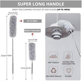 img 2 attached to 🕸️ Webster Cobweb Duster: Extendable Feather Duster for High Ceiling Fans, Home Cleaning, Hand Wall Duster - Long & Washable Dust Brush