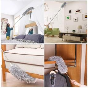 img 3 attached to 🕸️ Webster Cobweb Duster: Extendable Feather Duster for High Ceiling Fans, Home Cleaning, Hand Wall Duster - Long & Washable Dust Brush