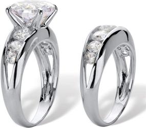 img 3 attached to Sterling Silver Round Cubic Zirconia Bridal Ring Set with Channel Set Design - 2 Piece Set