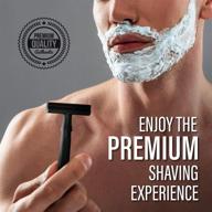 🪒 necessity adjustable double edge safety razor - eco friendly, long handle & leather sleeve, 40 stainless steel blades, perfect for beard growth shaver - ideal travel size gift for men & women logo