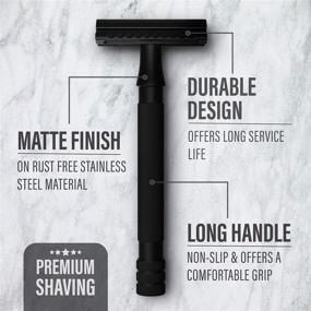 img 1 attached to 🪒 Necessity Adjustable Double Edge Safety Razor - Eco Friendly, Long Handle & Leather Sleeve, 40 Stainless Steel Blades, Perfect for Beard Growth Shaver - Ideal Travel Size Gift for Men & Women