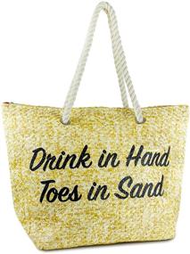 img 1 attached to Funky Junque Womens Beach Tote: Trendy Saying Shoulder Bag - Large Straw Travel Handbag