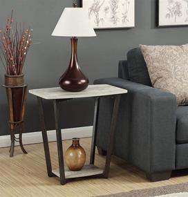 img 2 attached to Convenience Concepts Graystone End Table: Faux Birch with Slate Gray Frame - Chic and Functional Furniture Piece